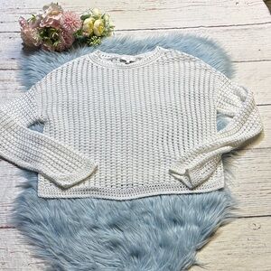 Vince White Crochet Long Sleeve Crew Sweater sz S